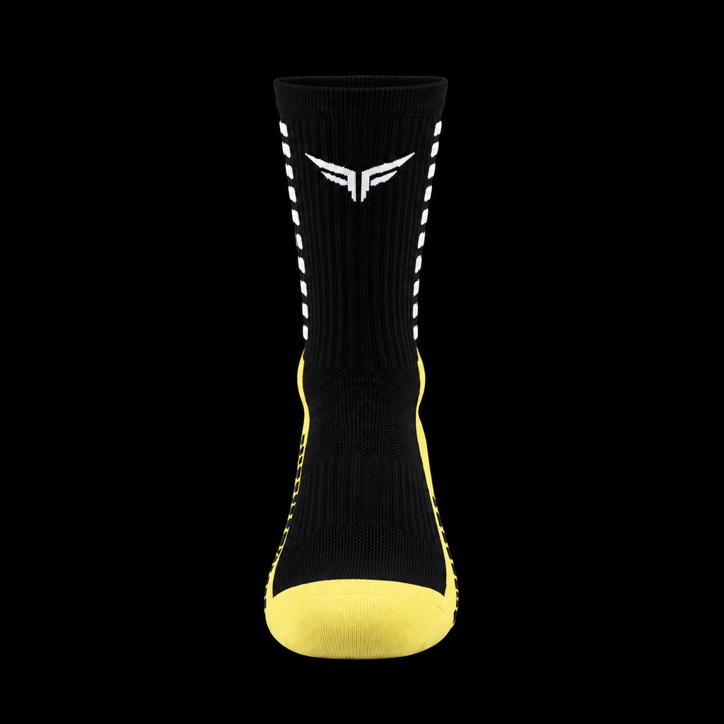 Future Form Elite Grip Socks — black, front view